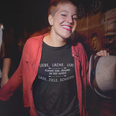 Liebe, Lache, Lebe  - Damenshirt (100% Baumwolle)